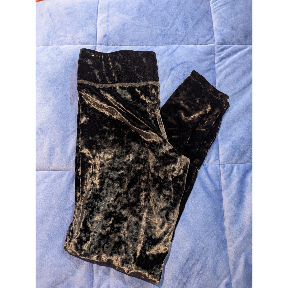 PINK Victoria's Secret Ultimate Crushed Velvet Velour Leggings Black -‎ Size L